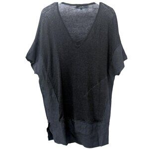 URBAN ZEN x Donna Karan Black Tunic Top Petite Small Oversized Lagenlook Italy H